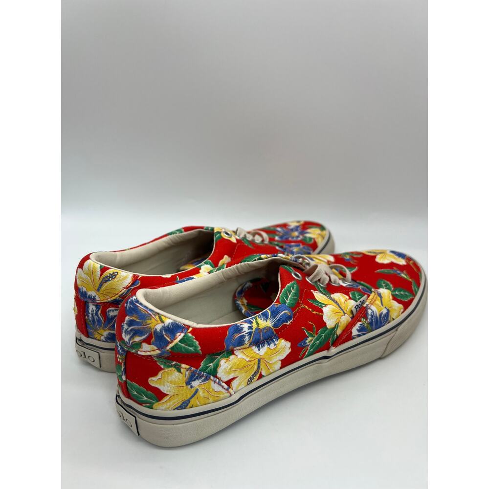 Polo Ralph Lauren Men's Thorton Canvas Shoes Floral Red Size 10D NEW - Picture 11 of 16